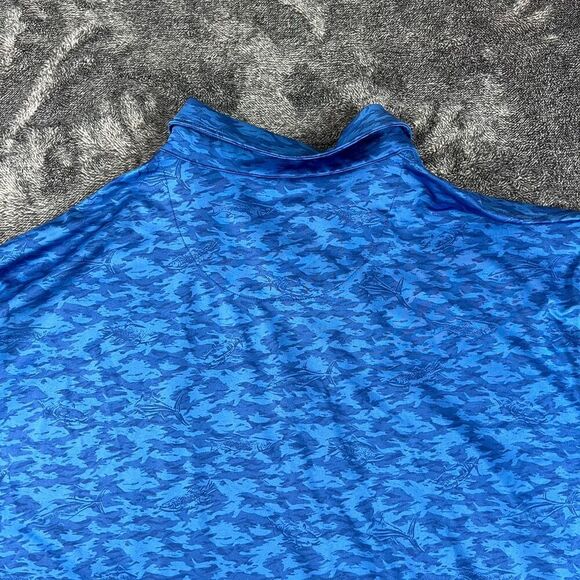 Peter Millar Summer Comfort Fish Camo Print Polo Blue Men's XL Performance Golf - Picture 10 of 10